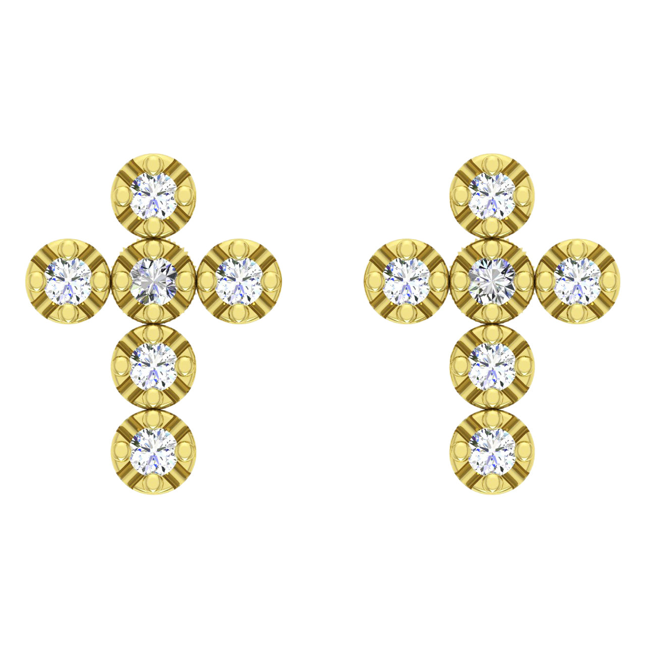 10KT Yellow Gold Diamond Cross Earrings