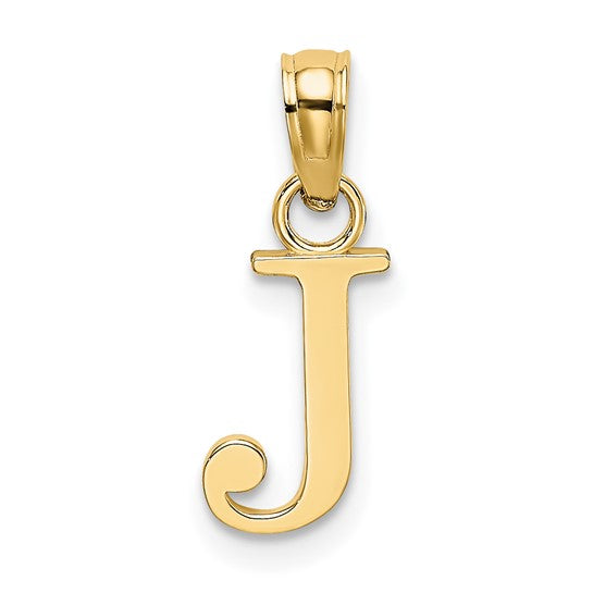 10K Polished J Block Initial Charm