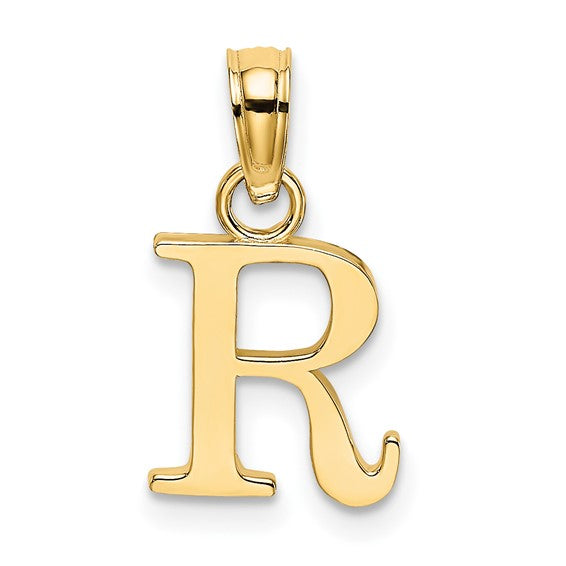 10K Polished R Block Initial Charm