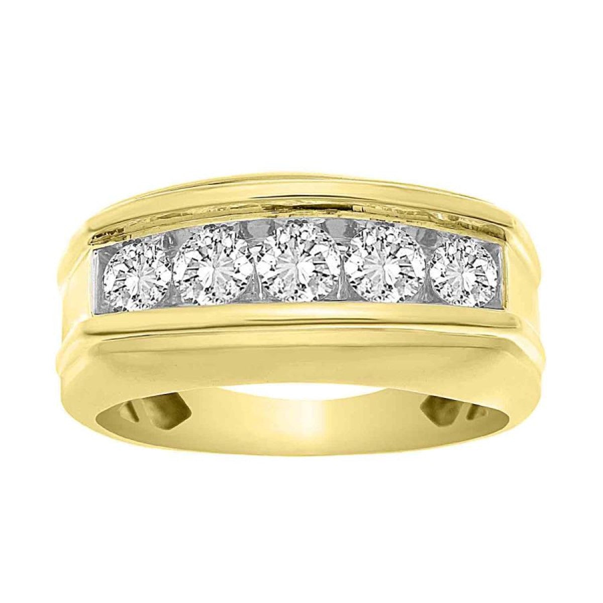 10K YELLOW GOLD MEN'S BAND 1.00CT ROUND DIAMONDS