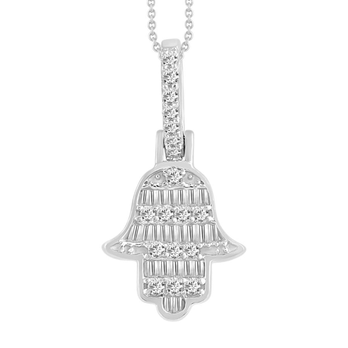 10KT Diamond Hamsa Pendant