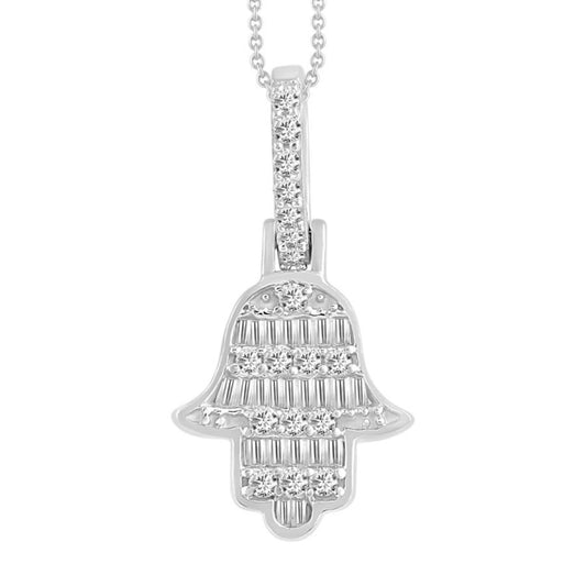 10KT Diamond Hamsa Pendant