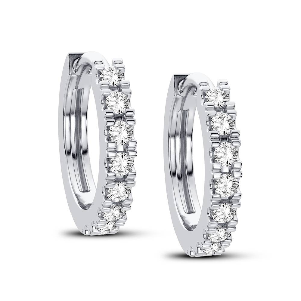 14KT White Gold Diamond Hoop Earrings