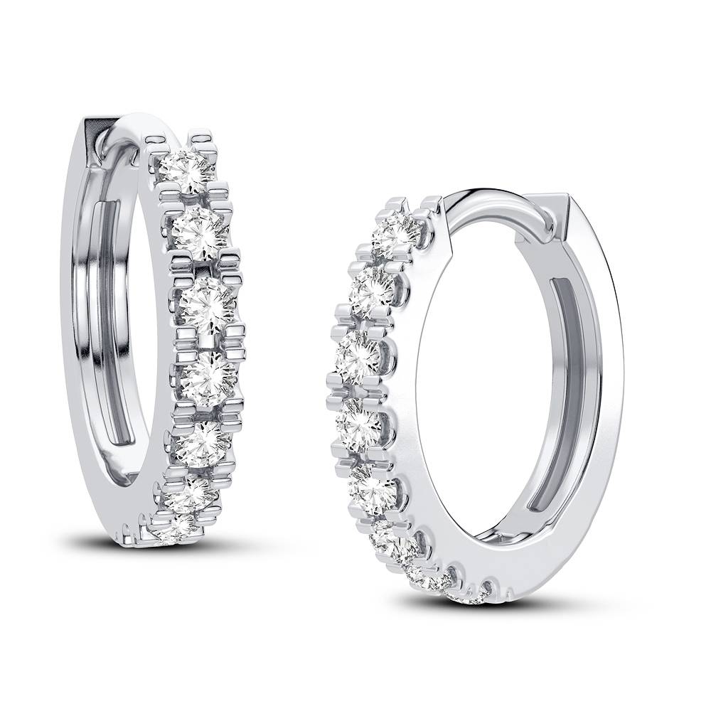 14KT White Gold Diamond Hoop Earrings