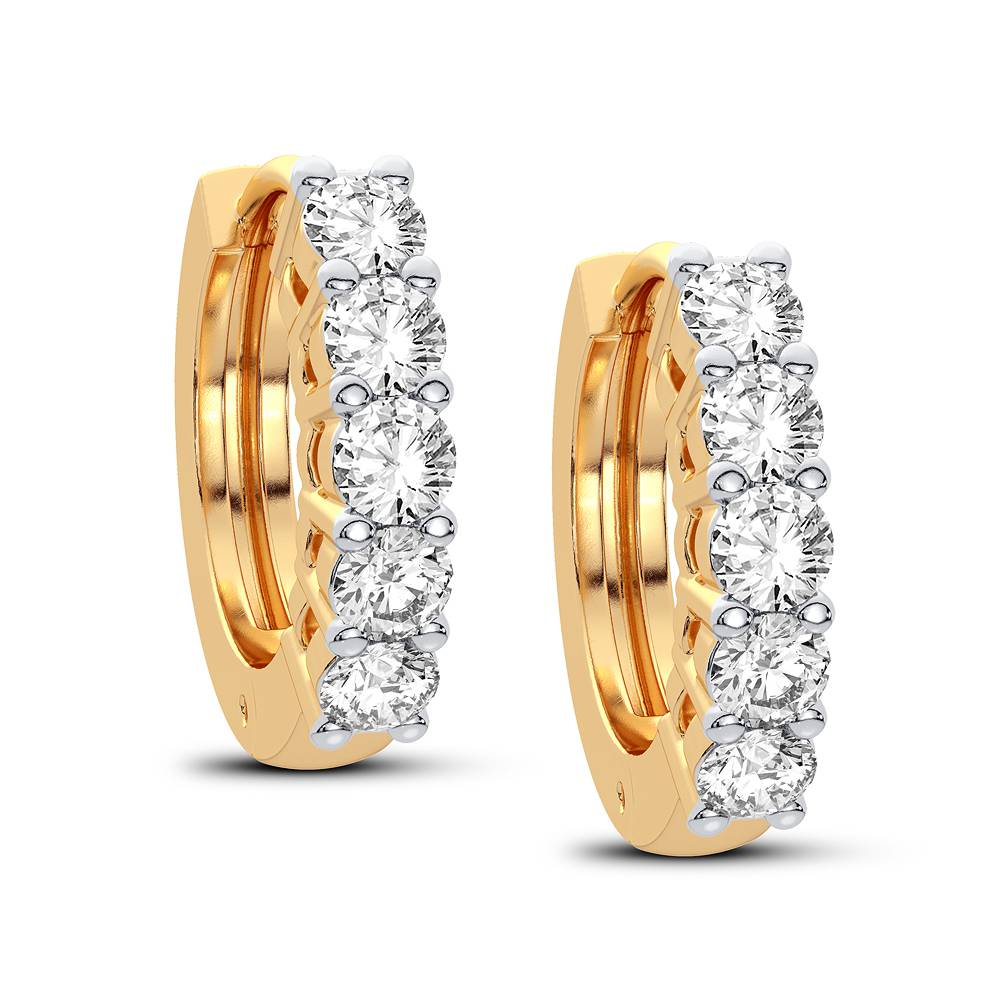 14KT Gold Diamond Hoop Earrings