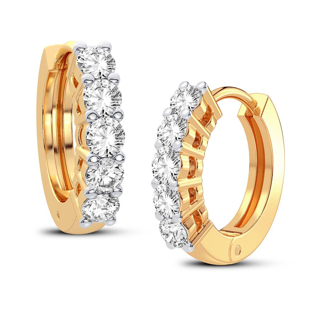 14KT Gold Diamond Hoop Earrings