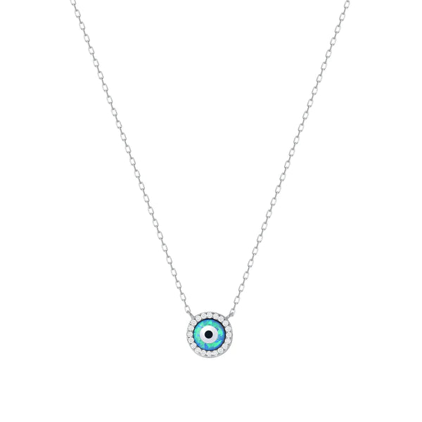 Opalescent Blue Evil Eye Pendant