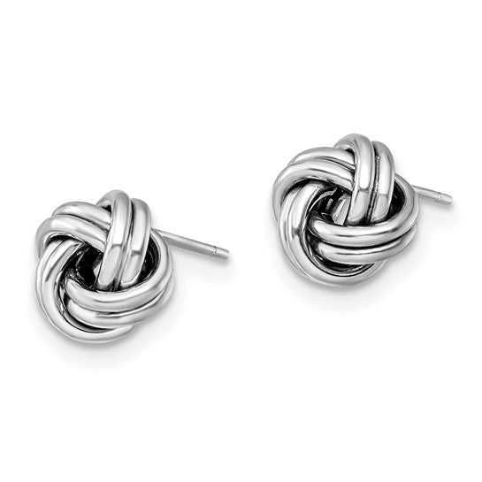 14K White Gold Love Knot Post Earrings