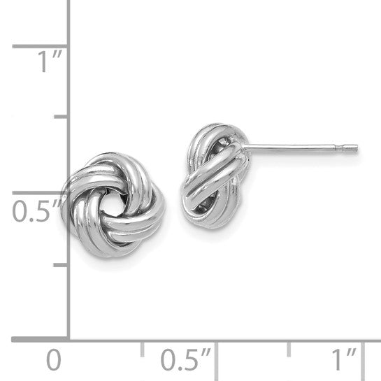 14K White Gold Love Knot Post Earrings