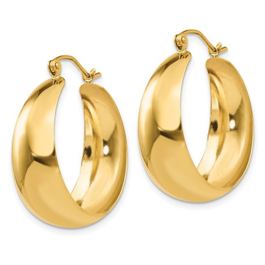 10KT Gold Tapered Hoop Earrings