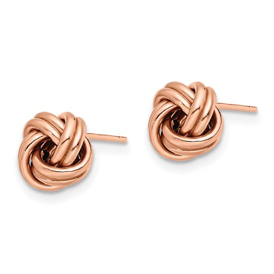 14K Rose Gold Polished Love Knot Post Earrings