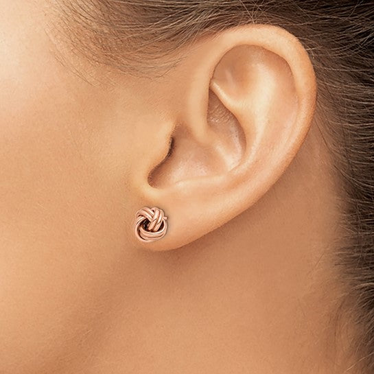 14K Rose Gold Polished Love Knot Post Earrings