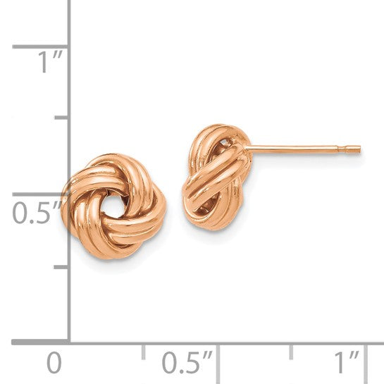 14K Rose Gold Polished Love Knot Post Earrings