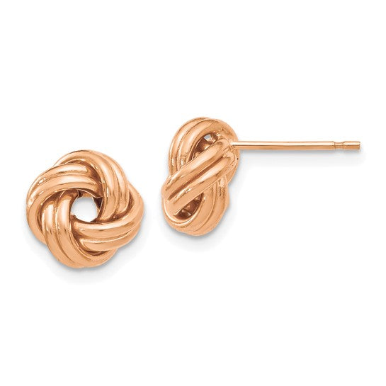 14K Rose Gold Polished Love Knot Post Earrings